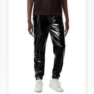 NWT  ZEROYAA Sz 32 Faux Leather Disco Night Club STRAIGHT LEG Pants FREE SHIP